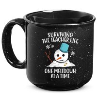 Surviving The Teacher Life One Meltdown At A Time Snowman 15oz Campfire Ceramic Mug