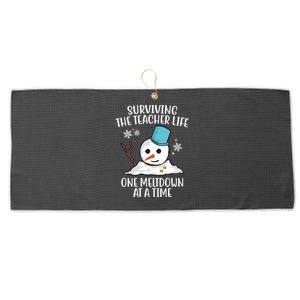 Surviving The Teacher Life One Meltdown At A Time Snowman Large Microfiber Waffle Golf Towel