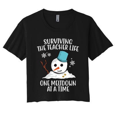 Surviving The Teacher Life One Meltdown At A Time Snowman Crop Top