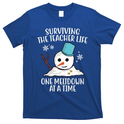 Surviving The Teacher Life One Meltdown At A Time Snowman T-Shirt