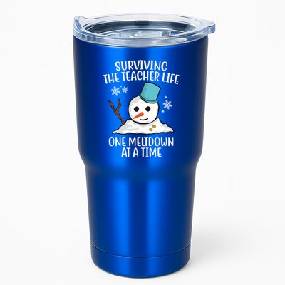 Surviving The Teacher Life One Meltdown At A Time Snowman Tumbler