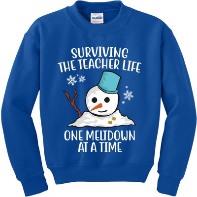 Surviving The Teacher Life One Meltdown At A Time Snowman Kids Sweatshirt
