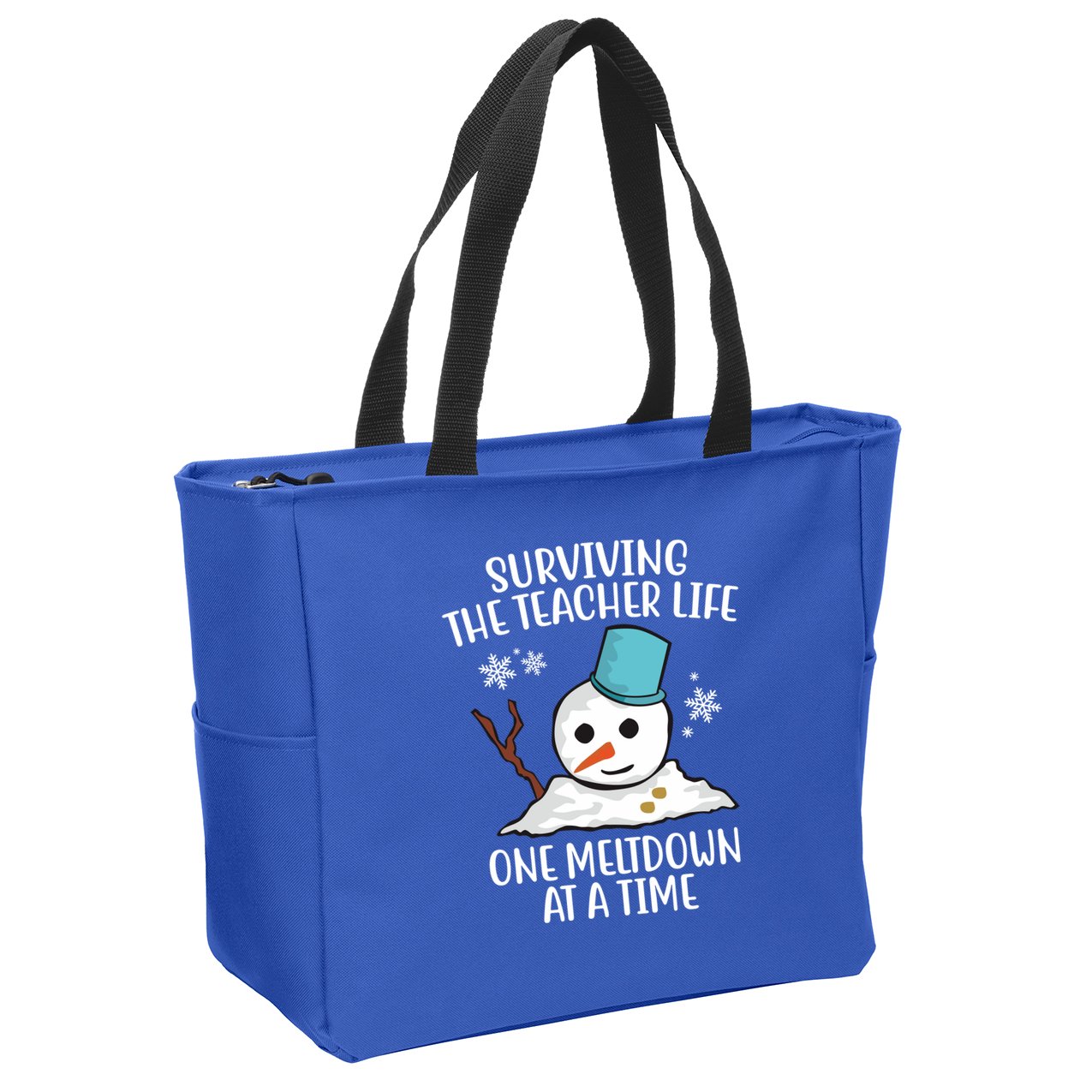 Surviving The Teacher Life One Meltdown At A Time Snowman Zip Tote Bag