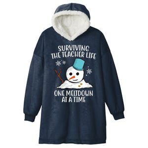 Surviving The Teacher Life One Meltdown At A Time Snowman Hooded Wearable Blanket