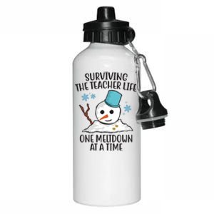 Surviving The Teacher Life One Meltdown At A Time Snowman Aluminum Water Bottle