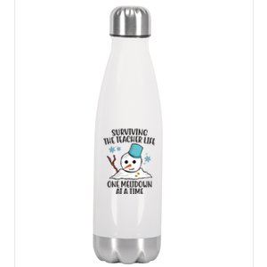 Surviving The Teacher Life One Meltdown At A Time Snowman Stainless Steel Insulated Water Bottle