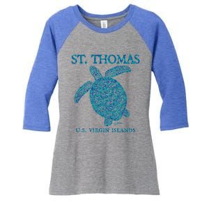 St Thomas Us Virgin Islands Sea Turtle Gift Women's Tri-Blend 3/4-Sleeve Raglan Shirt