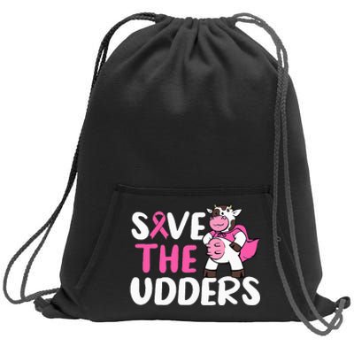 Save The Udders Cow Breast Cancer Awareness Sweatshirt Cinch Pack Bag