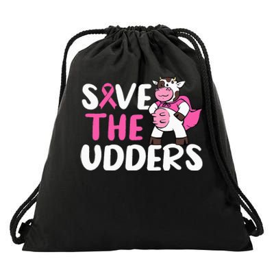 Save The Udders Cow Breast Cancer Awareness Drawstring Bag