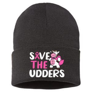 Save The Udders Cow Breast Cancer Awareness Sustainable Knit Beanie