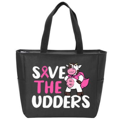 Save The Udders Cow Breast Cancer Awareness Zip Tote Bag