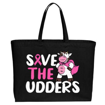 Save The Udders Cow Breast Cancer Awareness Cotton Canvas Jumbo Tote