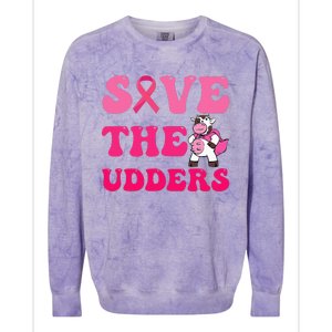 Save The Udders Cow Groove Breast Cancer Awareness Colorblast Crewneck Sweatshirt