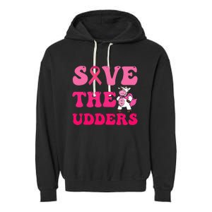 Save The Udders Cow Groove Breast Cancer Awareness Garment-Dyed Fleece Hoodie