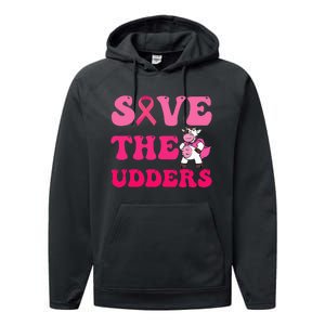 Save The Udders Cow Groove Breast Cancer Awareness Performance Fleece Hoodie