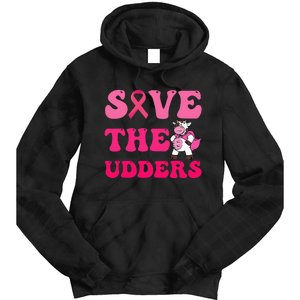 Save The Udders Cow Groove Breast Cancer Awareness Tie Dye Hoodie