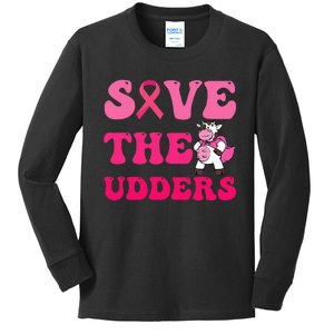 Save The Udders Cow Groove Breast Cancer Awareness Kids Long Sleeve Shirt