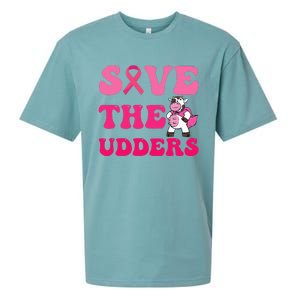 Save The Udders Cow Groove Breast Cancer Awareness Sueded Cloud Jersey T-Shirt