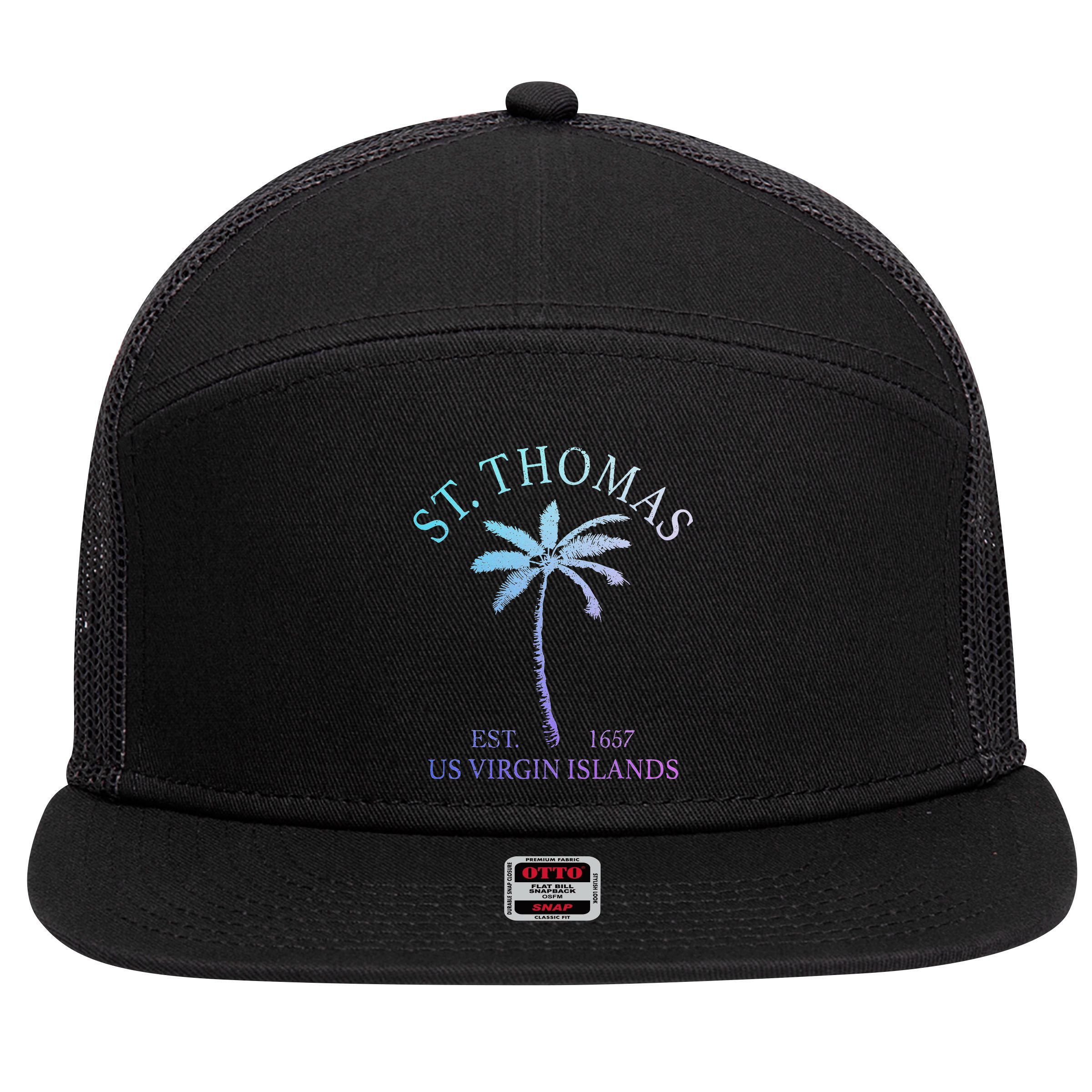 St. Thomas Us Virgin Islands Usvi Vintage 7 Panel Mesh Trucker Snapback Hat