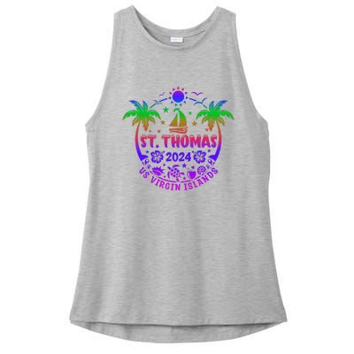 St Thomas Us Virgin Islands Summer Ladies PosiCharge Tri-Blend Wicking Tank