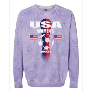 Soccer Team USA United States Soccer Fan Woman Colorblast Crewneck Sweatshirt