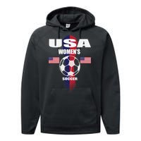 Soccer Team USA United States Soccer Fan Woman Performance Fleece Hoodie