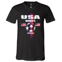 Soccer Team USA United States Soccer Fan Woman V-Neck T-Shirt