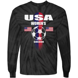 Soccer Team USA United States Soccer Fan Woman Tie-Dye Long Sleeve Shirt