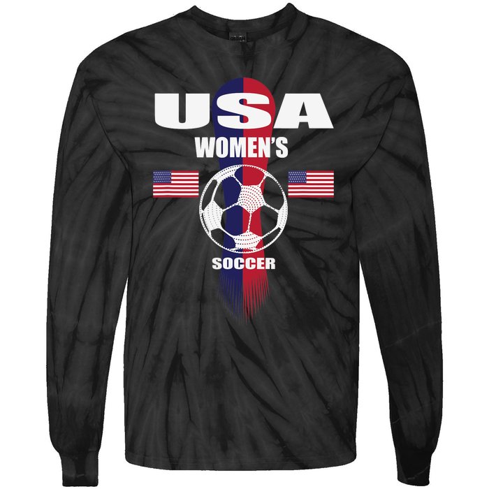 Soccer Team USA United States Soccer Fan Woman Tie-Dye Long Sleeve Shirt