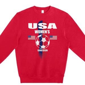 Soccer Team USA United States Soccer Fan Woman Premium Crewneck Sweatshirt