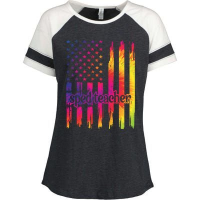 Sped Teacher Us Flag Special Education Teacher Gift Enza Ladies Jersey Colorblock Tee