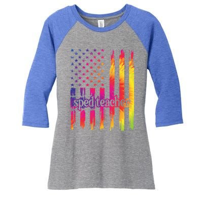 Sped Teacher Us Flag Special Education Teacher Gift Women's Tri-Blend 3/4-Sleeve Raglan Shirt