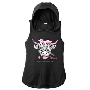 Save The Udders Heifer Cow Breast Cancer Awareness Day Ladies PosiCharge Tri-Blend Wicking Draft Hoodie Tank