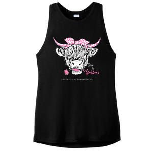 Save The Udders Heifer Cow Breast Cancer Awareness Day Ladies PosiCharge Tri-Blend Wicking Tank