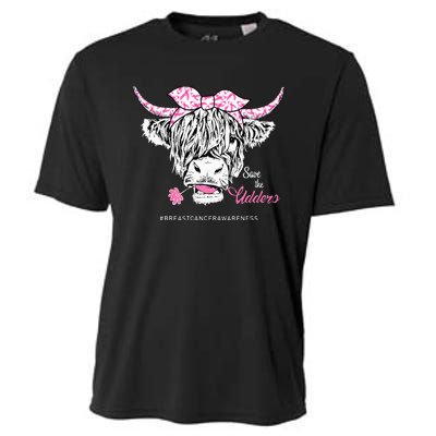 Save The Udders Heifer Cow Breast Cancer Awareness Day Cooling Performance Crew T-Shirt