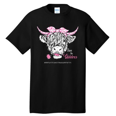 Save The Udders Heifer Cow Breast Cancer Awareness Day Tall T-Shirt