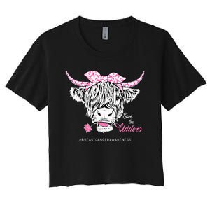 Save The Udders Heifer Cow Breast Cancer Awareness Day Women's Crop Top Tee