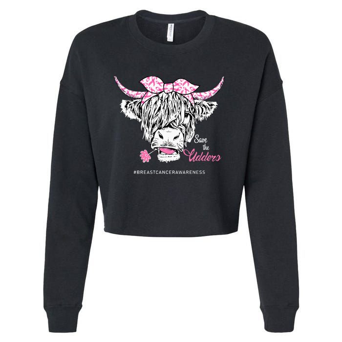 Save The Udders Heifer Cow Breast Cancer Awareness Day Cropped Pullover Crew