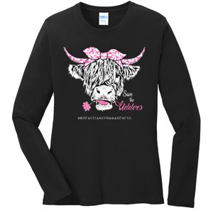 Save The Udders Heifer Cow Breast Cancer Awareness Day Ladies Long Sleeve Shirt