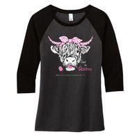 Save The Udders Heifer Cow Breast Cancer Awareness Day Women's Tri-Blend 3/4-Sleeve Raglan Shirt