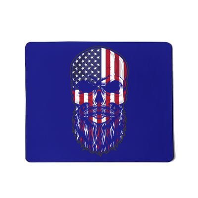 Skull Trucker Usa Flag Patriotic 4th July Skull Beard Gift Mousepad