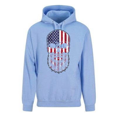 Skull Trucker Usa Flag Patriotic 4th July Skull Beard Gift Unisex Surf Hoodie