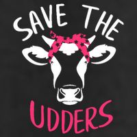 Save The Udders Breast Cancer Awareness Cow 7 Panel Mesh Trucker Snapback Hat