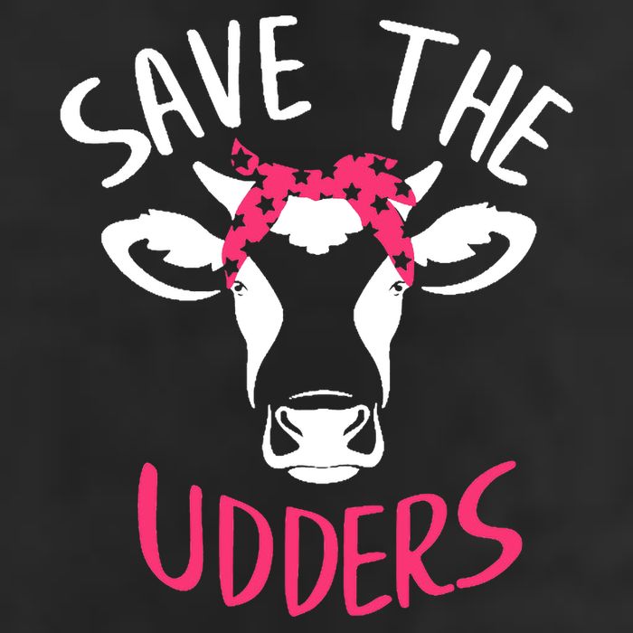 Save The Udders Breast Cancer Awareness Cow 7 Panel Mesh Trucker Snapback Hat