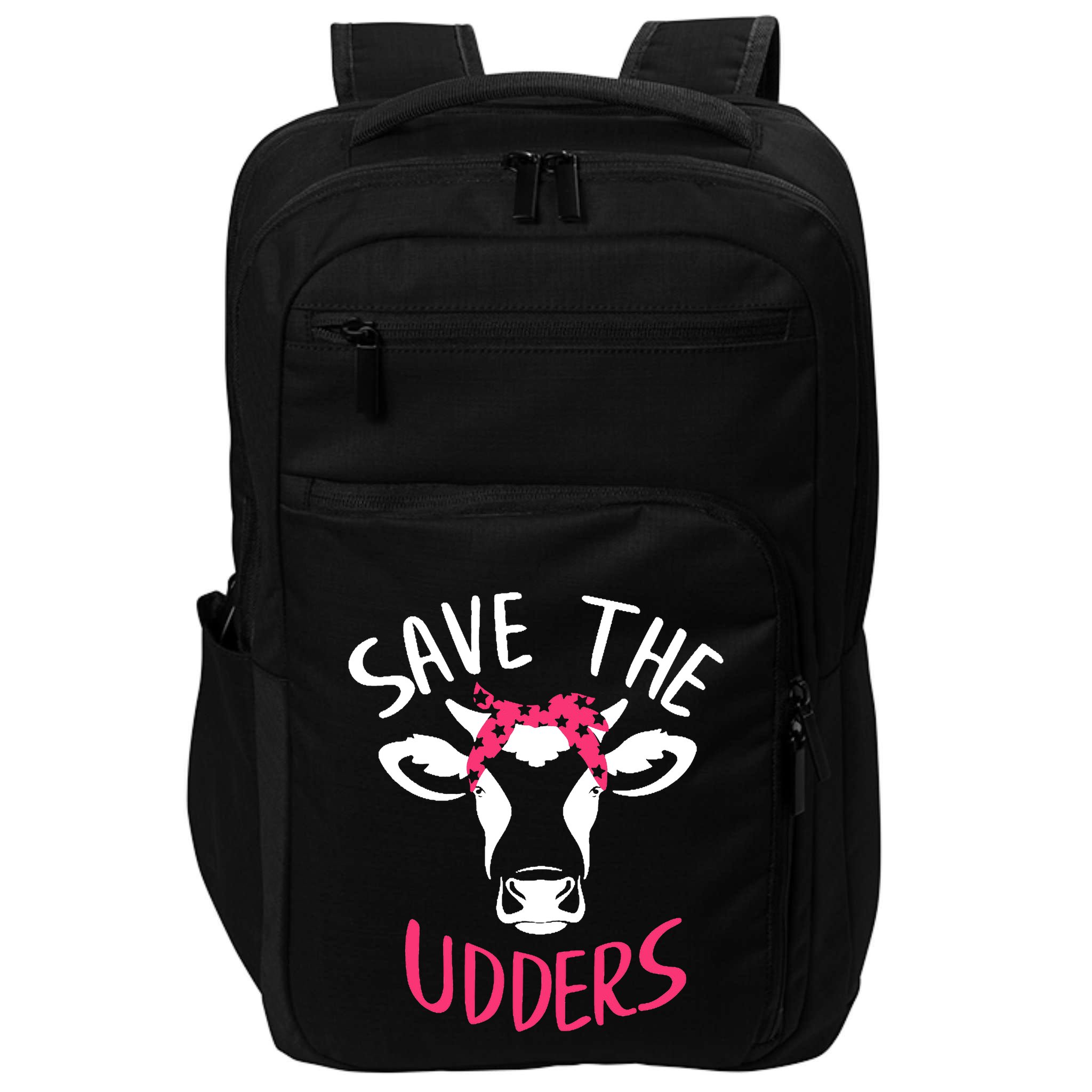 Save The Udders Breast Cancer Awareness Cow Impact Tech Backpack