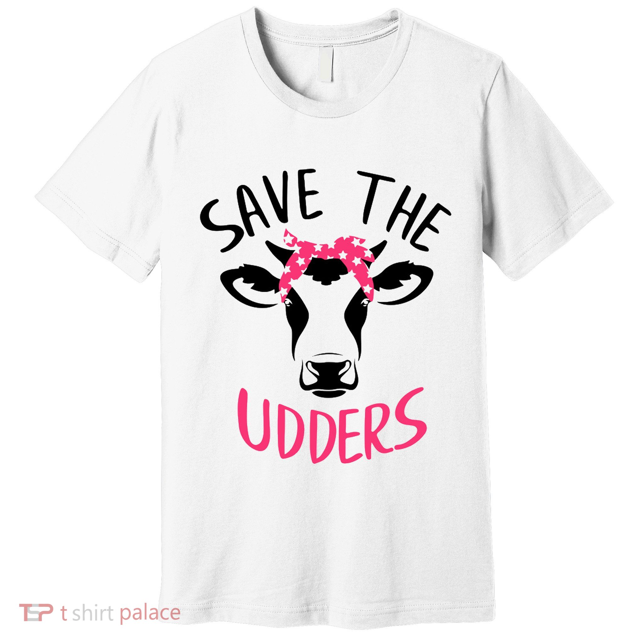 Save The Udders Breast Cancer Awareness Cow Premium T-Shirt