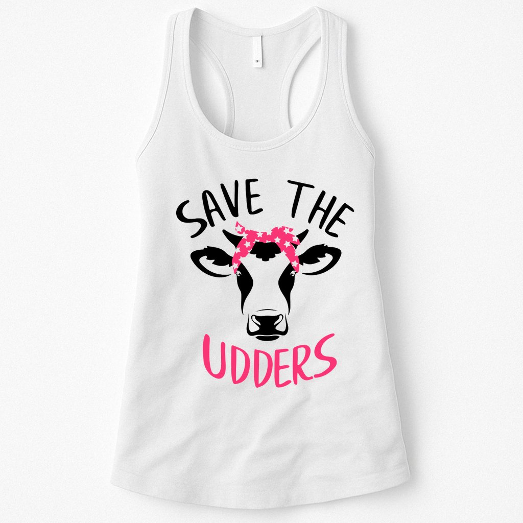 Save The Udders Breast Cancer Awareness Cow Womens Tank Top