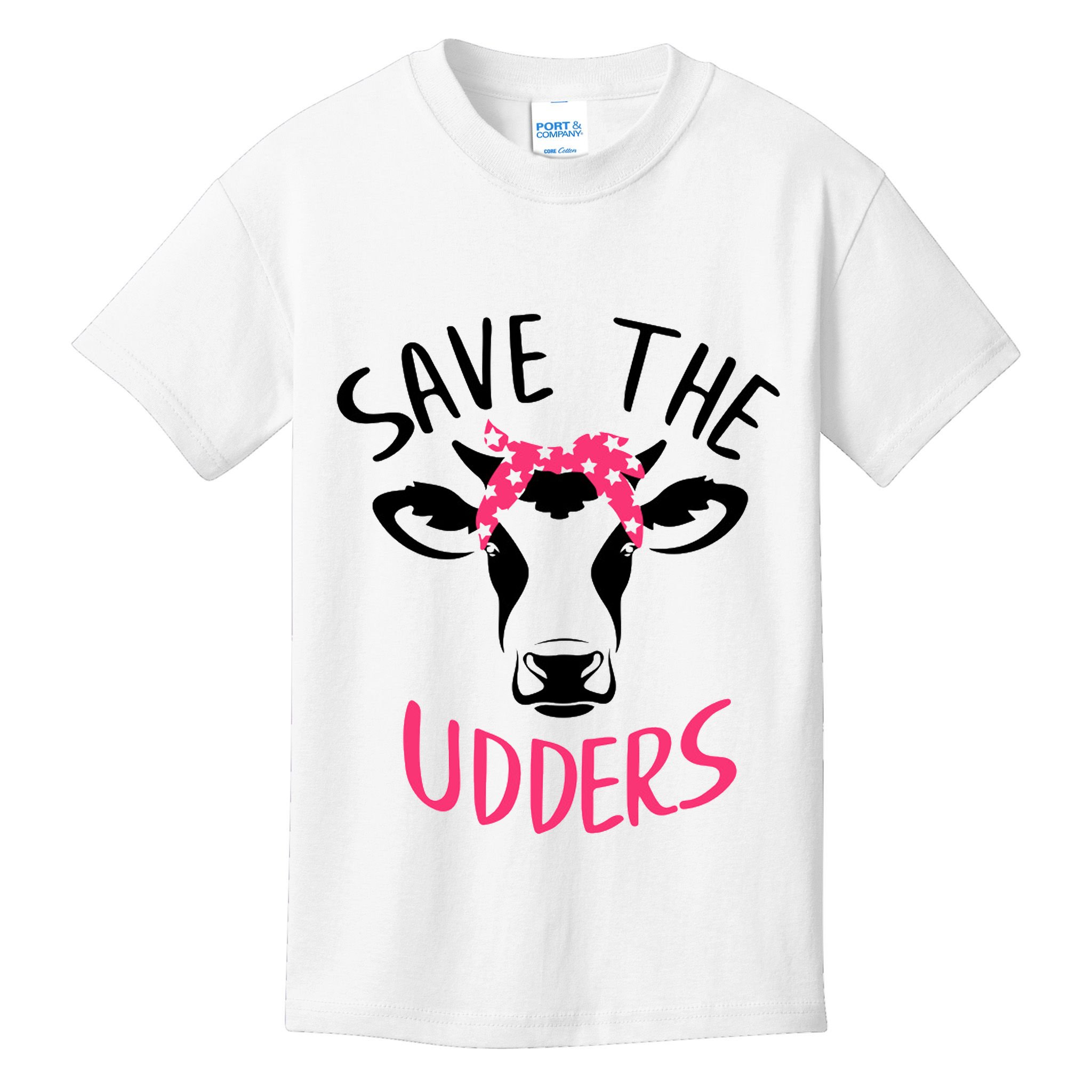 Save The Udders Breast Cancer Awareness Cow Kids T-Shirt