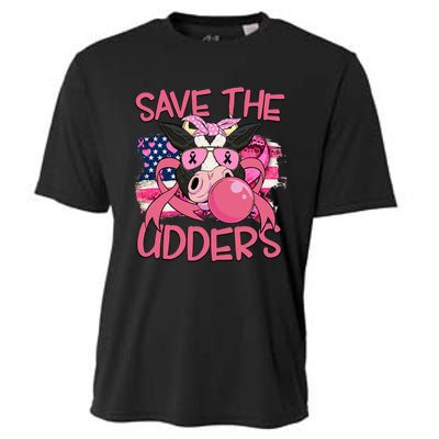 Save The Udders Breast Cancer Awareness Warrior Cow Cooling Performance Crew T-Shirt