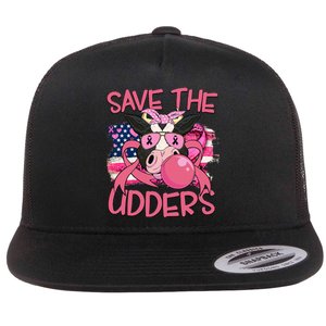 Save The Udders Breast Cancer Awareness Warrior Cow Flat Bill Trucker Hat